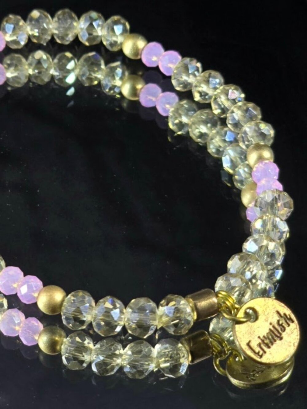 Erimish Faceted Crystal Beaded Stretch Thin Dainty Stackable Bracelet